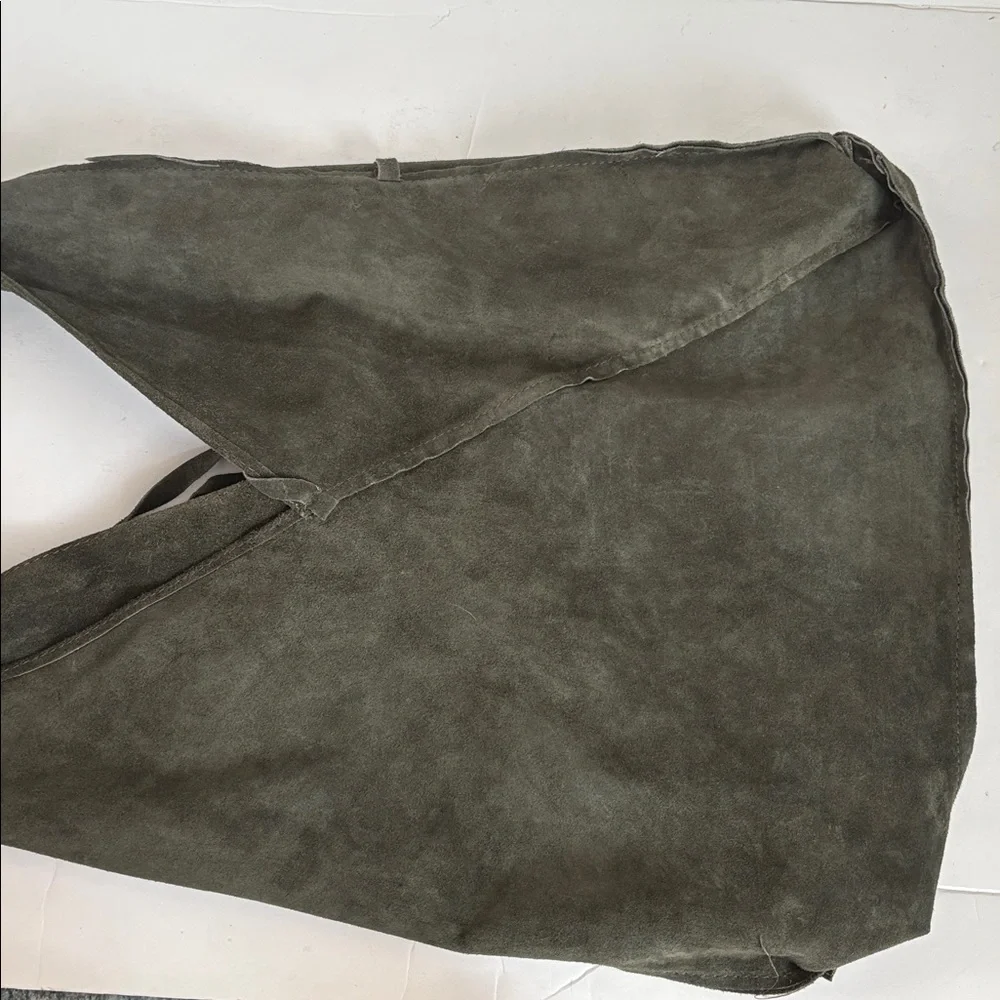 Made in Italy (no brand) olive green leather large tote shoulder bag boho style - Picture 15 of 16